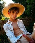 Hot crush guy in straw hat