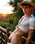 Hot crush guy in straw hat