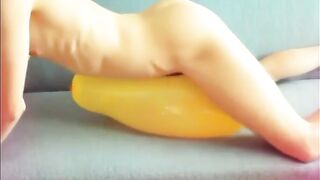 Yellow balloon humping cum