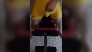 Dad jacks off in a wrestling singlet