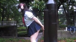 Amateur Japanese Teen CD outdoor dildo