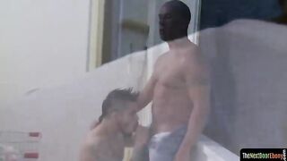 Ebony bj jocks paint the floor with cum