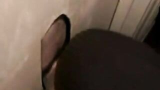 Hot sucking action at the homemade glory hole 6