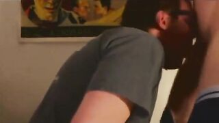 Fucking buddy's throat good and cum on his face