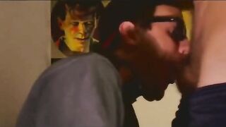 Fucking buddy's throat good and cum on his face