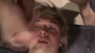 Fucking the twink's mouth and cumming on his face