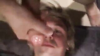 Fucking the twink's mouth and cumming on his face
